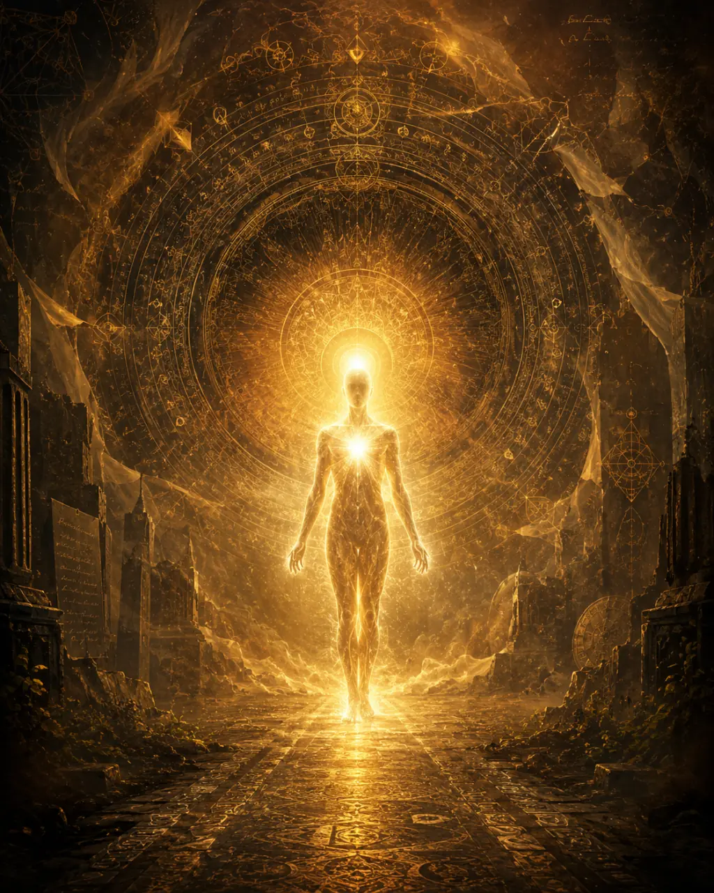 the awakening — a figure of light at the threshold